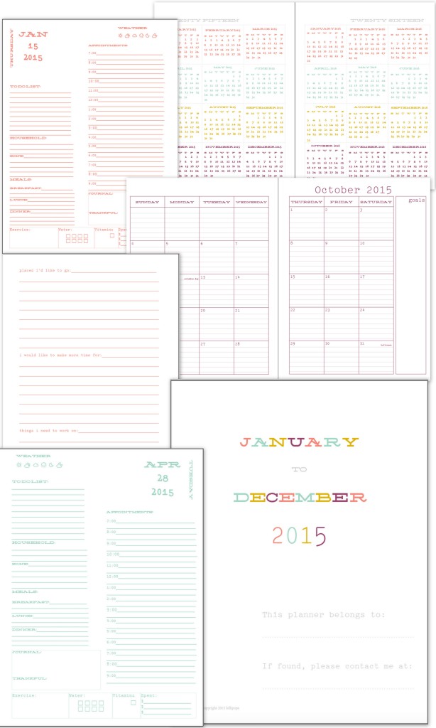 2015 day planner calendar to do list