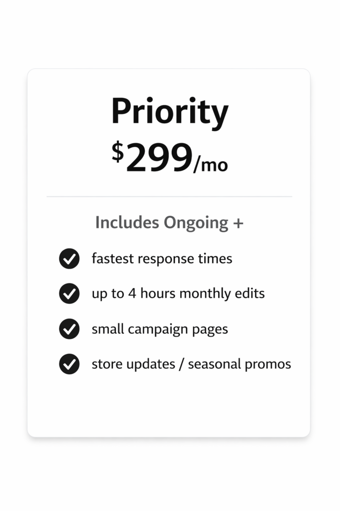 Priority Website Care Plan